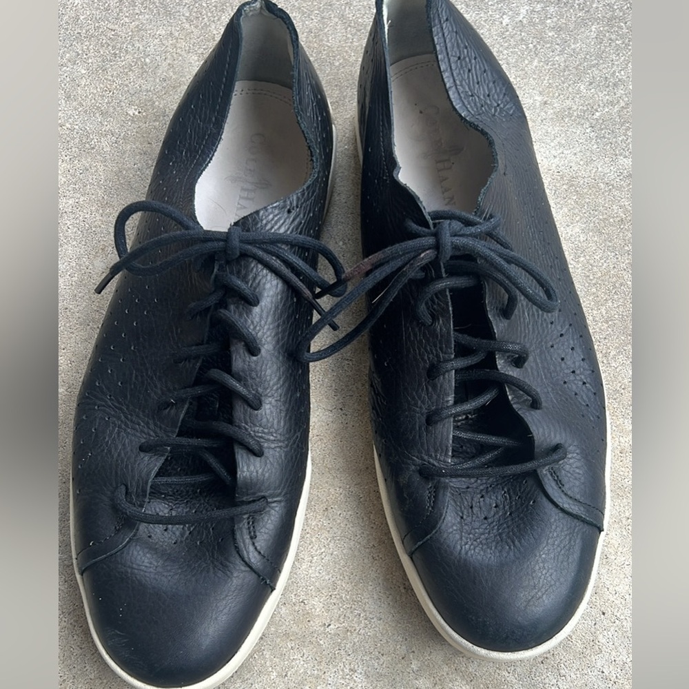 Cole Haan Nike Air Leather Sneakers Perforated Casual Shoes Black Men's Size 12M